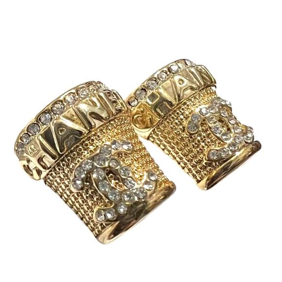 Gold CHANEL Crystal Ice Bucket Stud Earrings Autumn 2023 (CHXX015) - Picture 2 of 6